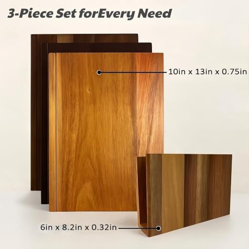 Set de 3 tablas de cortar de madera con soporte miniatura 6