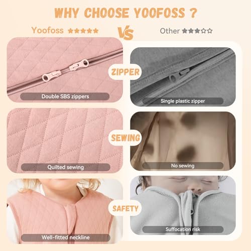 Image of Yoofoss Baby Sleep Sack 12-18 Months TOG 2.5 Winter Baby Wearable Blanket, 100% Organic Cotton Toddler Sleeping Sack 2-Way Zipper Warm Quilted Sleep Sack