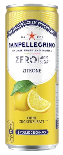 San Pellegrino Zitrone Zero Added Sugar, Zitronen-Limonade mit 10% Fruchtsaft, ohne Zuckerzusatz, 12er Pack (12 x 330ml) Einweg-Dosen 4