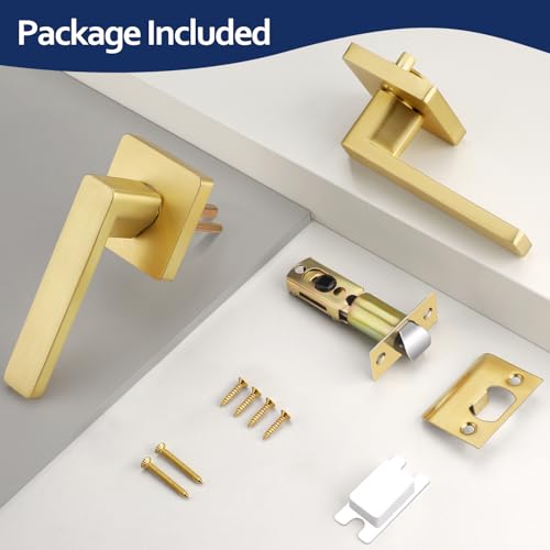 Bonpoly Interior Door Handle Gold, 4 Pack Hall/Closet Door Knobs, No Lock Door Knob, Keyless Passage Door Handle, Square Door Lever, Fit for Left Right Sided Doors by Bonpoly - Image 7