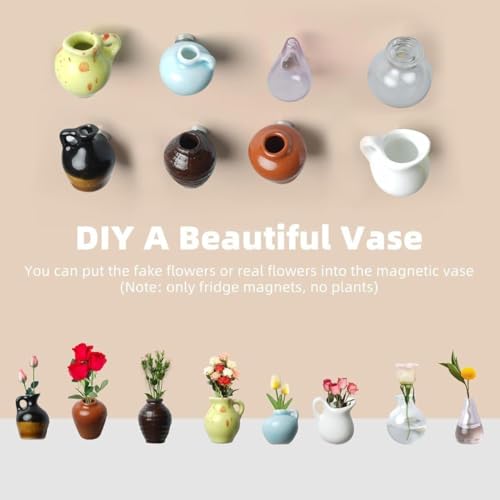 Image of Fridge Magnets Marble Texture Crystal Refrigerator Glass Magnet Decorative Fridge Strong Small Cute Colorful Magnet for Kitchen Office Whiteboards Cabinets Photos Party (Mini Vase Design)