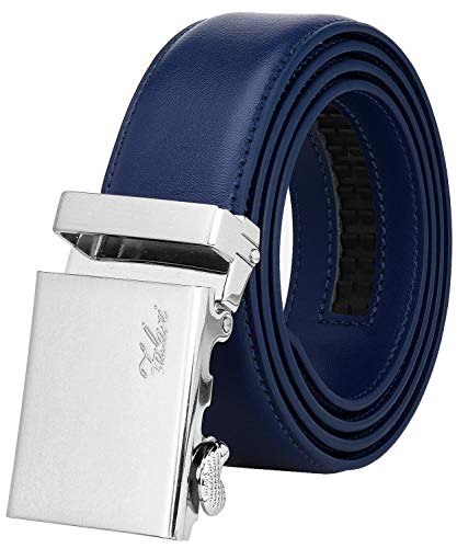 Image of Falari Men Unisex Genuine Leather Ratchet Dress and Casual Belt, Automatic Sliding Buckle, Trim to Fit