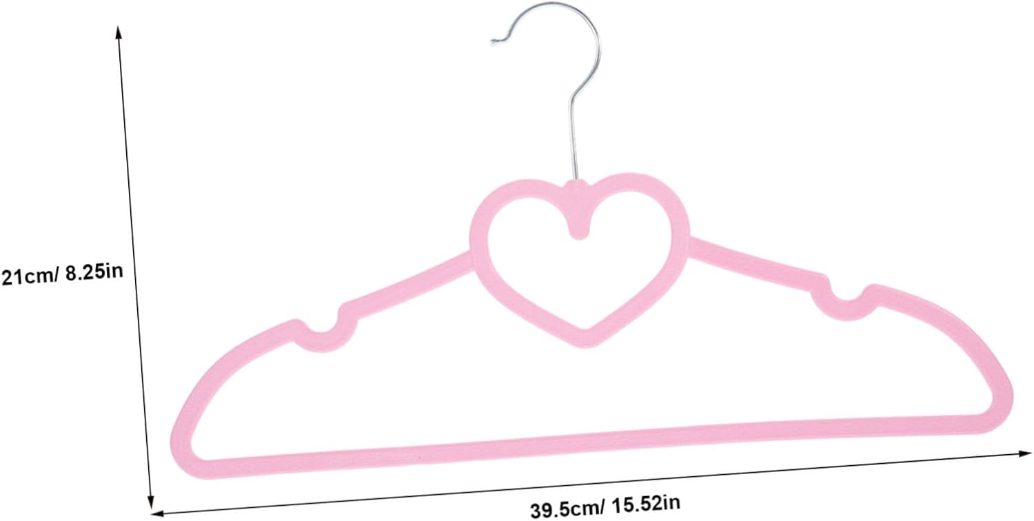 20pcs Plastic Heart Shape Hangers Pink Clothing Hangers Non-Slip for Laundry Room Closet and Shop