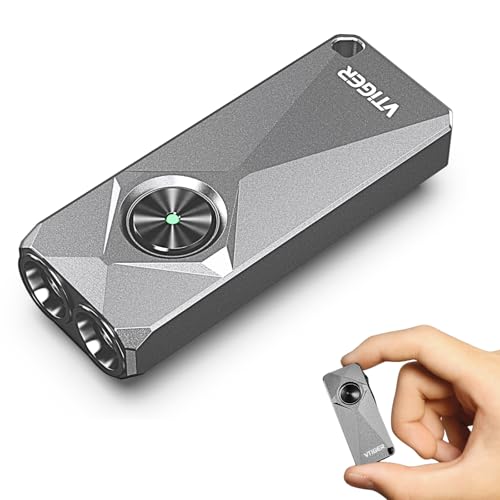 VTIGER K1 Schlüsselanhänger Taschenlampen, 800 Lumen tragbares flaches Licht, Wiederaufladbare Mini Taschenlampe mit Clip, Kompakte LED Lampe mit Magnet für den täglichen Gebrauch, Camping, Notfall