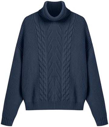 ZAFUL Women's Batwing Long Sleeve Turtleneck Sweater Chunky Cable Knit Pullover Jumper Tops for Fall Winter 2025