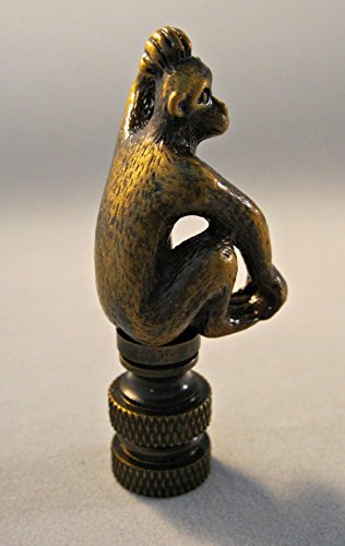 Image of Lamp Finial-Monkey-Aged Brass Finish, Highly Detailed Metal Casting