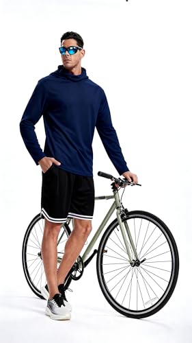 Image of 5 Pack Men's UPF 50+ Sun Protection Hoodie Shirts Long Sleeve Shirts Quick Dry Lightweight for Running Workout Hiking Fishing