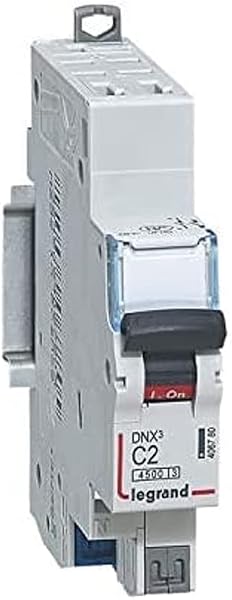 LEGRAND - Disjoncteur Phase + Neutre 230V DNX³ - Pouvoir de Coupure 3000A - 16A Courbe C - Bornes automatiques - 1 Module - Fabriqué En France - 5
