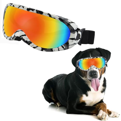 Pets Sunglasses for Medium,Large Dog UV Goggles Breathable Sweat Windproof Anti-Dust Snowproof Glasses with Elastic Straps Zebra Print
