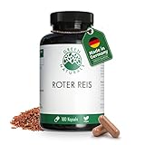 Roter Reis (180 Kapseln á 410mg) Deutsche Herstellung - 100% Vegan & Ohne Zusätze - Vorrat für 6 Monate