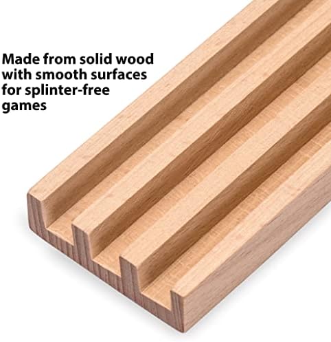 Yellow Mountain Imports Premium Beechwood Domino Racks/Trays (25 centimeters) - Set of 4 - Domino Holders for Mexican Train, Chickenfoot and other Domino Games