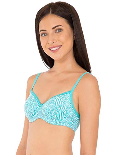 Image of Jockey 1723 Women Wirefree Padded Super Combed Cotton Elastane Stretch Medium Coverage T-Shirt Bra with Lace Styling