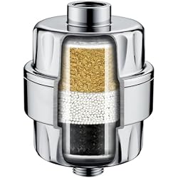BRIGHT SHOWERS Shower Filter, High Output Shower Head Filter, 3-Stage Filtration for Hard Water & Chlorine Removal, Improves Skin, Hair & Nails, Universal Fit, Chrome