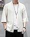 Ambcol Men's Kimono Jackets Cardigan Loose Cotton Linen Blend 3/4 Sleeve Open Front Casual Summer Shirt 12-Beige XX-Large