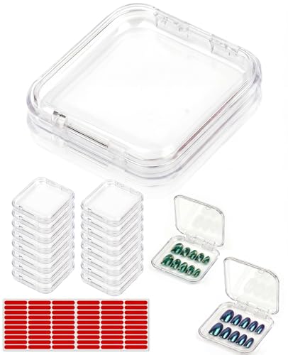 Geyynow 18PCS Press on Nail Packaging Case False Nail Storage Boxs Container Holder with 60Pcs Adhesive Double