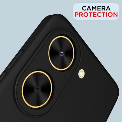 Image of Outlouders Back Cover for Poco C71 / Redmi A5 | Camera Protection | Durable Soft Matte Silicone Bumper Case (Black)