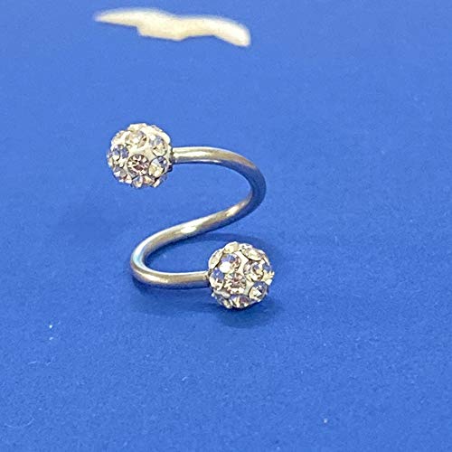 Zittop Steel Twist Helix Cartilage Crystal Ear Stud Body Piercing Earring 16G #TOP5