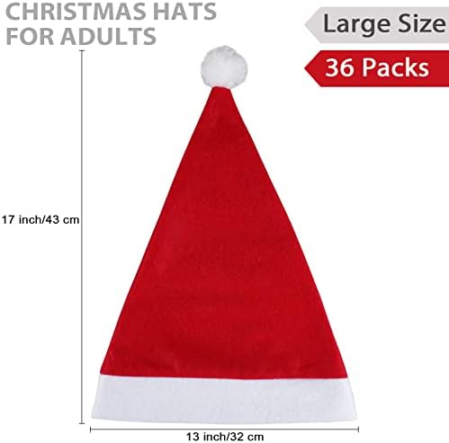 ANVAVO Christmas Santa Hats with White Cuffs Large Non-woven Fabric Costume Hat Christmas Party Hats for Adults