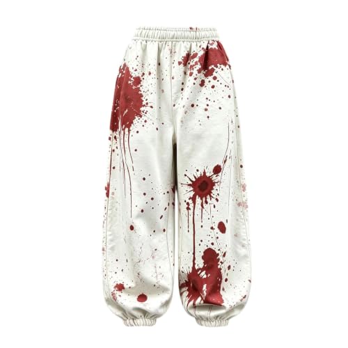 Womens Halloween Sweatpants High Waist Bloody Splatter Graphic Jogger Pants - image 5