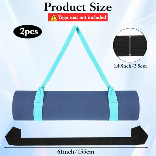 2 Stück Tragegurt Yogamatte Verstellbar Yogaband Yoga Mattengurt Rutschfest Yogagurt Gurt Yogamatten Yoga Mat Strap für Fitnessmatten Gymnastikmatte Sportmatte (155 × 3.8 cm Schwarz und Seagreen)
