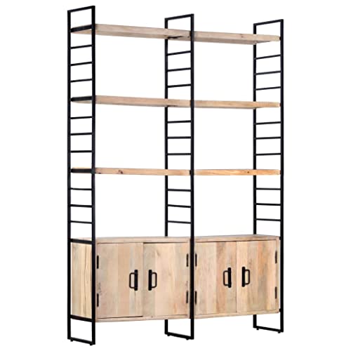 ZQQLVOO Estantería de 4 niveles 124 x 30 x 180 cm, mango de madera maciza, almacenamiento DVD + estante para CD, dormitorio, decorativo, estantería independiente