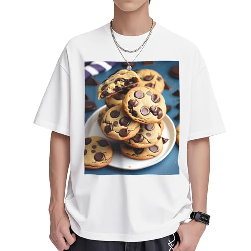 T-shirt cookies en coton pour femme haut d'été col rond ample style décontracté