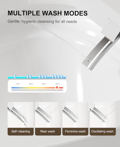 Inodoro inteligente con bidet, tanque integrado, escudo de espuma, asiento extra ancho | altura ADA, asiento calefactable, descarga 1000g MaP, control por voz AI, tapa automática, filtro de agua, descarga en corte de energía, pantalla LED y luz ambiental. miniatura 3