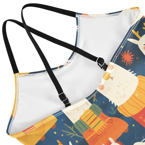 KLL Christmas Llamas Pattern Toddler Girls 1-Piece Bathing Suit Summer Swimwear Adjustable Shoulder Strap Quick Dry4