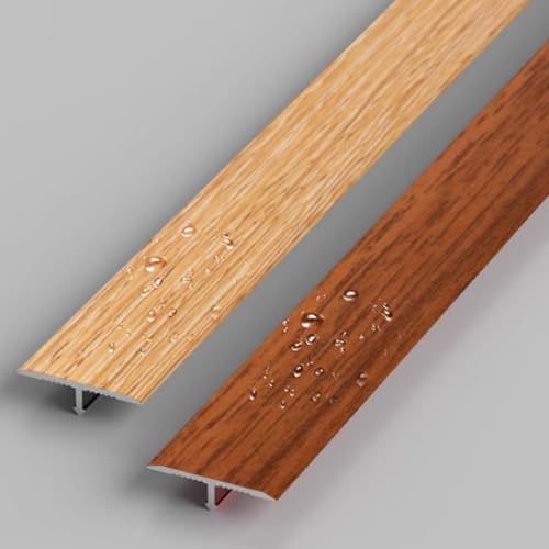 Self-Adhesive Wood Grain T-Molding Transition Strip - Flat Divider for Floor Gaps - Light Walnut Finish, 3.3cm/1.3in Width, Ideal for Seamless Flooring Solutions