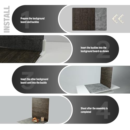 Image of 2 PCS Boards Photo Backdrop for Flat Lay, Food Photography Background 24x24 Inch, BEIYANG (Black Walnut+Dark Gray)
