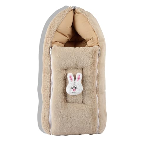 Image of VOIDROP Velvet Camel Baby Carry Bed Infant Lounger Sleeping Bag 2 in 1 for New Born Babies (0-12 Months) Baby Fur Material Portable Travelling Bed for Baby in Large Size (Lx40 Bx37 HX10)