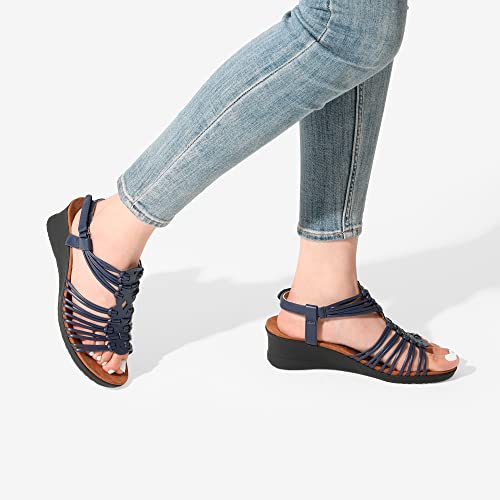 Image of DREAM PAIRS Women's Comfortable Strappy Low Heel Open Toe Slip-On Wedge Sandals Arch Support for Summer Dressy Shoes