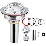 UNI-DRAIN Kitchen Sink Drain Stainless Steel Replacement Kits for Opening 3-1/2' with Basket Strainer, Kitchen Sink Drain Assembly for Kitchen