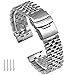 22mm Super 3D Quick Release Engineer Stainless Steel Watch Bands for Men, 5 Rows Taper Metal Watch Strap Bracelet Double Lock Diverâ€™s Clasp