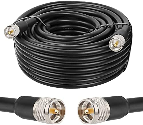 MOOKEERF 50ft KMR400 PL259 Male to Male Coaxial Cable - Low Loss UHF Cable for HAM Radio, VHF Radio, SWR Meter, Antenna Analyzer