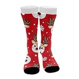 UTRSIFB Girl's Leisure Sports Socks, All Season Stockings, Soft Fashion Breathable Dress Decor Boots Socks Christmas Deer Snowflakes