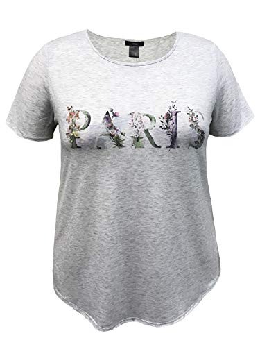 LEEBE Mujer Talla Grande - Camiseta de Manga Corta Estampada (1XL-5XL) (2XL (50-52), "Paris)