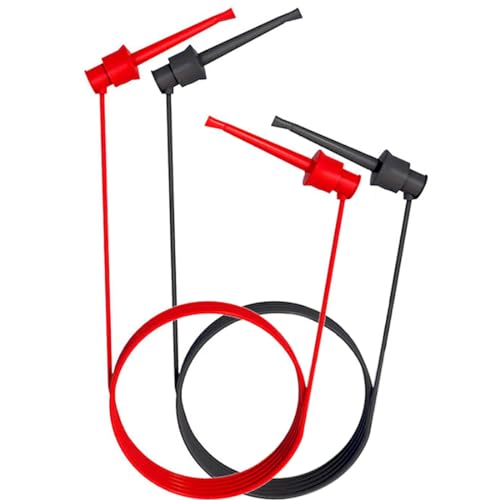 Image of Test Leads, 2 Pcs Test Hook to Test Hook Test Cables Wires, Multimeter Electrical Test Dual Lead Test Hook Clips for Electronic Testing(Black*1 & Red*1)