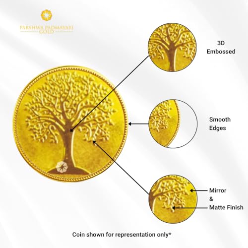 Image of PPG 24k Gold Coin (999) Purity | Kalpavriksha Tree Design Round Shape Gold Bullion | Yellow Precious 24 Karat Gold Coin (50 MG)