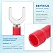 MECCANIXITY Insulated Fork Spade Connectors, 12-10AWG SV5.5-8 U-Type Tinned Copper Waterproof Fork Crimp terminals Connectors for Industrial Electrical Marine Wiring, Pack of 50 (Red)