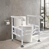 Toilet Safety Rails for Seniors, Stand Assist Aid Adjustable Height and Width Safety Frame with Handrail, Lift Assist Devices for Elderly & Handicap& Disabled, Fits Most Toilet Seats (Gray)