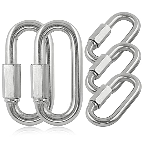 Masendelk 5pcs M12 Quick Link Chain, 1/2 Inch Stainless Steel Quick Links, D Shape Locking Quick Connector - 2500lb Capacity