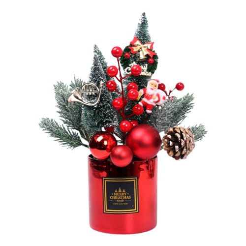 Gcerfby Künstliche Blumen in Vase, Weihnachtsstrauß Topfpflanze, Weihnachten Künstliches Topfarrangement, Blumen Blumenstrauß für Dekoration, Festliche Heimdekoration für Feier Gcerfby Künstliche Blumen in Vase, Weihnachtsstrauß Topfpflanze, Weihnachten Künstliches Topfarrangement, Blumen Blumenstrauß für Dekoration, Festliche Heimdekoration für Feier