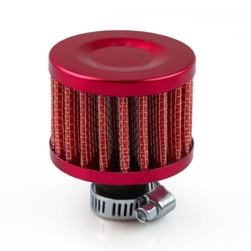 Filtro de aire para automóvil, filtro de aire frío de alto flujo para motocicleta, coche, cárter, cubierta de ventilación, lavable, reutilizable, filtro de motor (rojo)