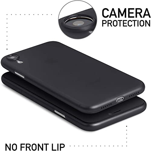 Image of ExpressB Compatible iPhone XR Case 6.1 Inch (2018) Ultra-Thin Hard Cover Slim Fit [0.35mm] Thinnest Protect Bumper for iPhone XR [ Semi-Transparent ] Lightweight - Semi-Transparent Black