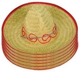 Mexican Straw Sombreros Fiesta Hats 6-pack