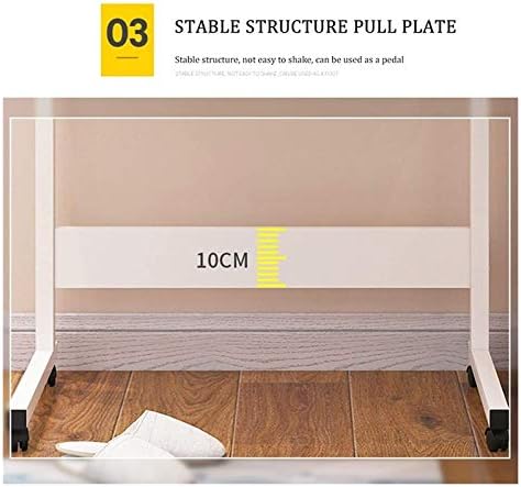 Extendable Rolling Mobility Table Over Bed,Overbed Table Wheels Bedside Desk C-Shaped Base Laptop Desk Home Office Adjustable Lap Table Mobile Laptop Computer Stand Bedside Table P