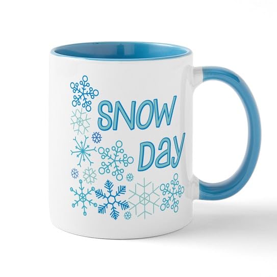 Taza de cerámica blanca con interior azul 11 oz miniatura 1