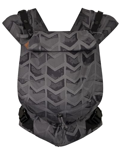Hoppediz Primeo Babytrage für Neugeborene – Ergonomische Babytrage aus 100% kbA Baumwolle – Bauchtrage, Hüfttrage & Rückentrage – Einfache Babytrage ab Geburt (Amsterdam black)