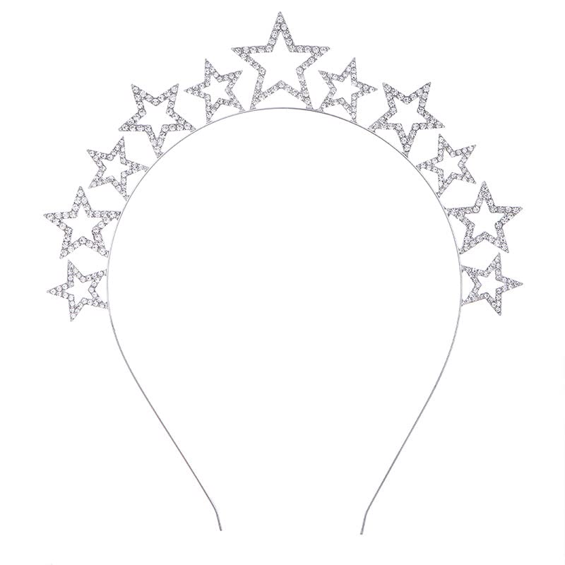 Generse Star Headband Rhinestone Hair Bands Party Headpiece Wedding Hair Accessories for Women and Girls 1Pcs (Sliver)